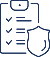 Safety checklist with shield icon symbolizing personal protection and security planning.